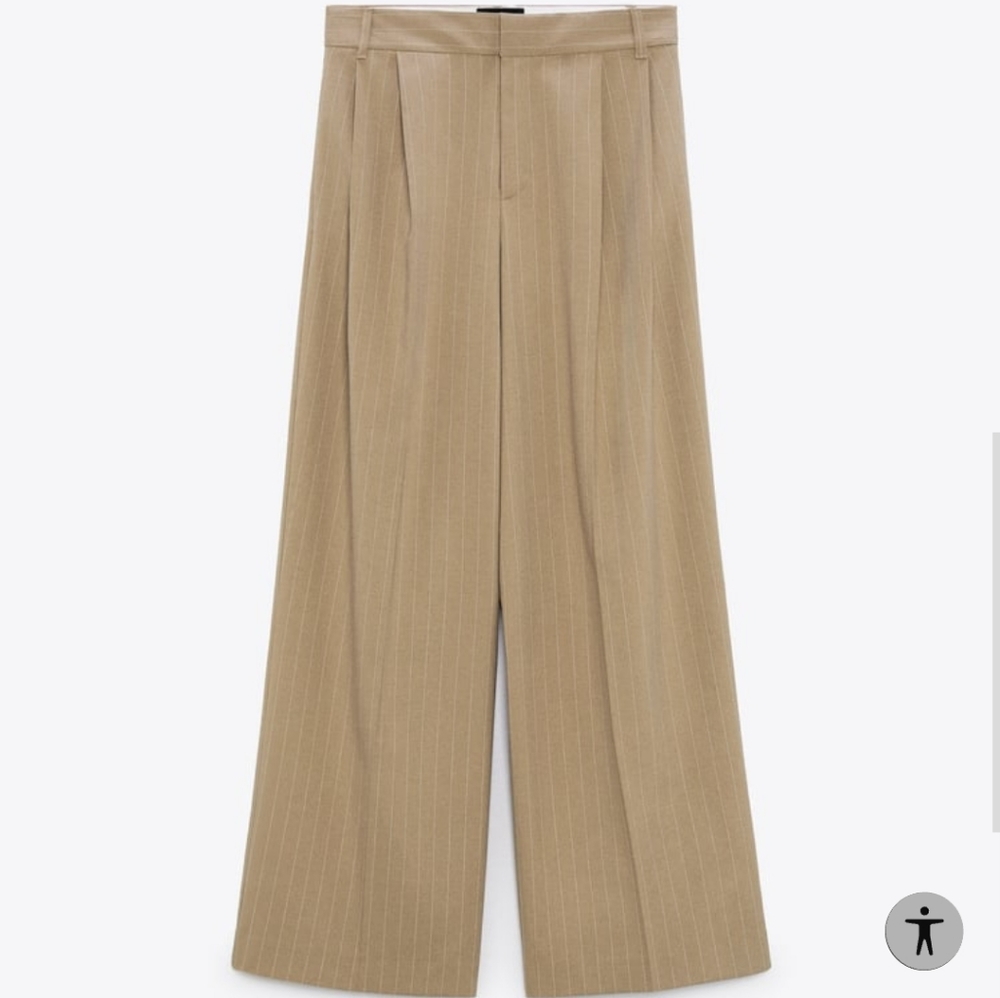 Zara Full length light brown pinstripe pants